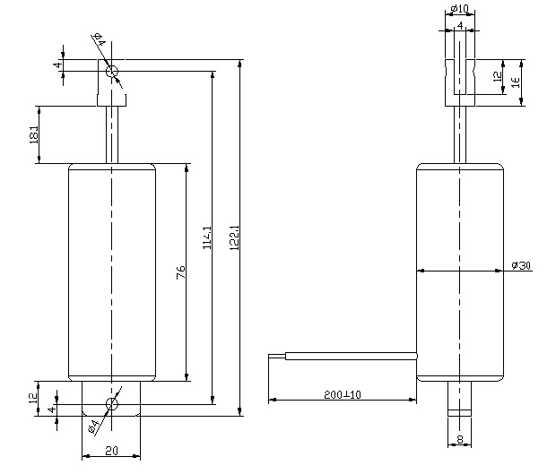 直流圆管拉动式电磁铁尺寸图
